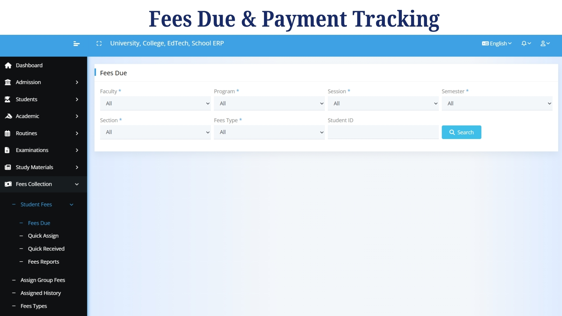 Education ERP software with reports analytics and insights